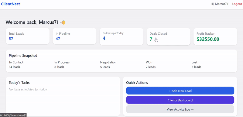 Client Dashboard Animation